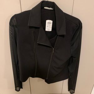 Black Zip Up Blazer w/ Mesh Sleeves NWT